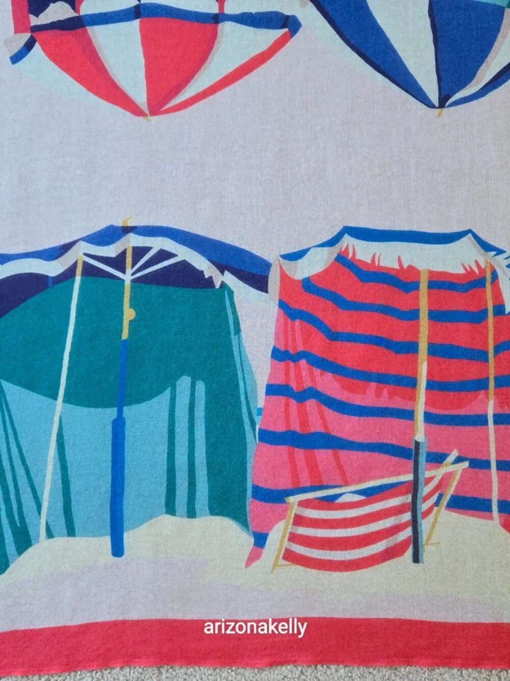 NWOT Hermès *WOOL* Charmes des Plages Normandes Beach Cabanas Scarf Stole